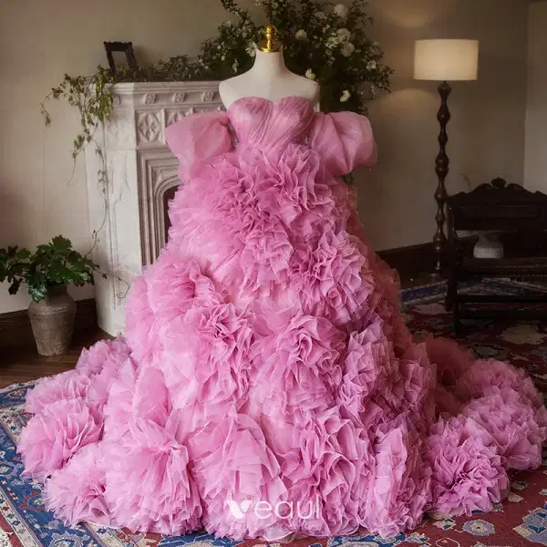 Pink Puffy Tulle Mis Quince Gown - Dresses