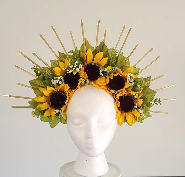 Sunflower Princess Floral Tiara Crown - Headpieces