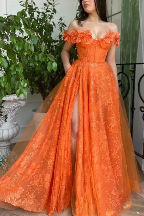 Hibiscus Tangerine Gown - Dresses