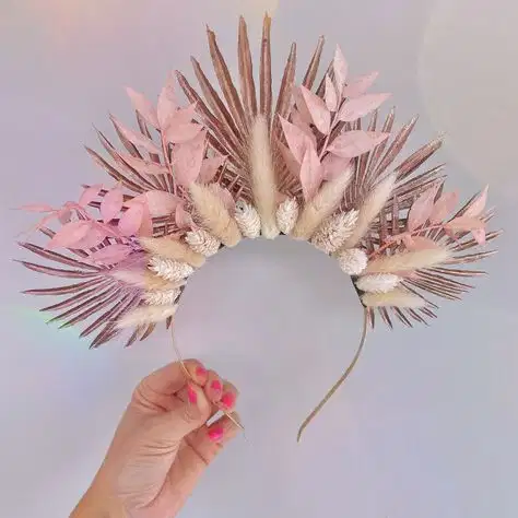 Pink Rose Dried Flower Crown - Headpieces