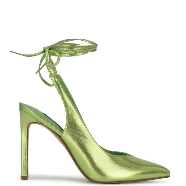 Lime Green Ankle Wrap Pumps - Shoes