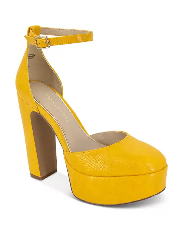 Yellow Tatum Ankle Strap Platform Pumps - Shoes