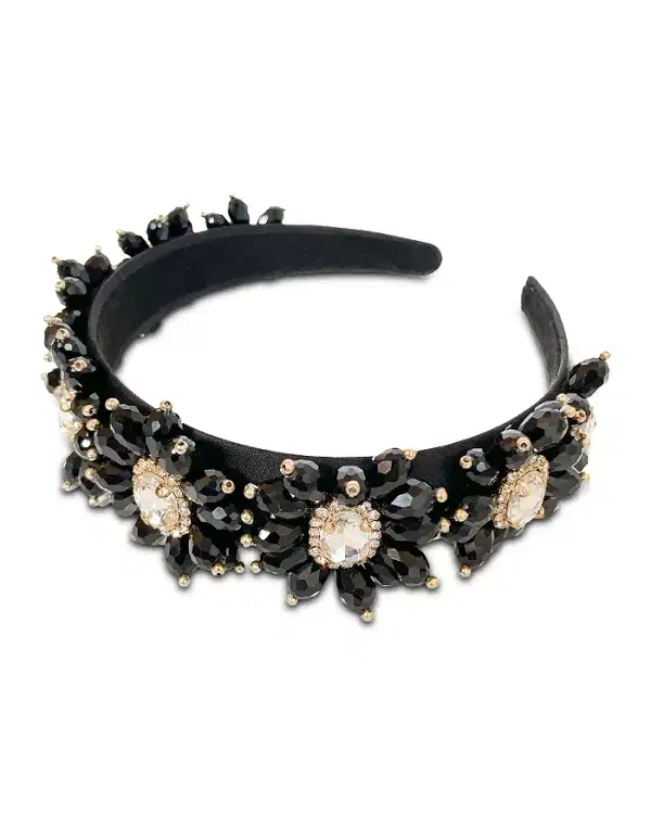 Black Crystal and Rhinestone Headband - Headpieces
