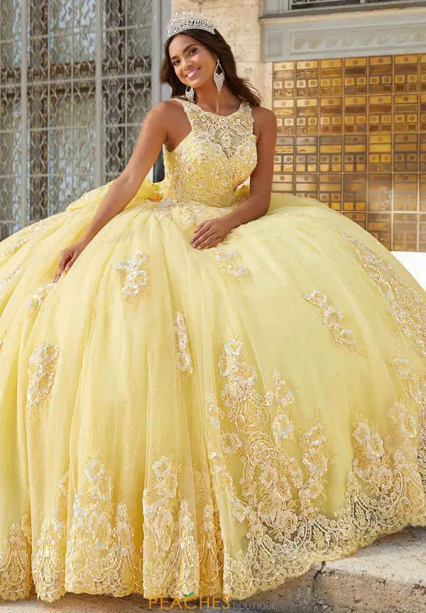 Halter Quinceanera Dress with Train - Dresses