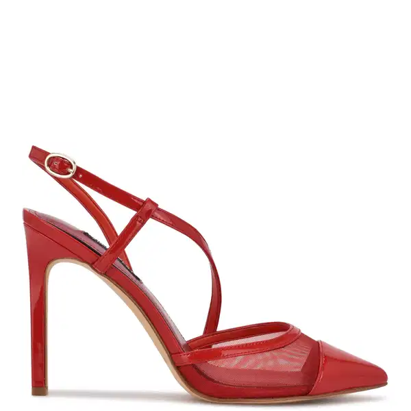 Red Mesh Slingback Pumps - Shoes