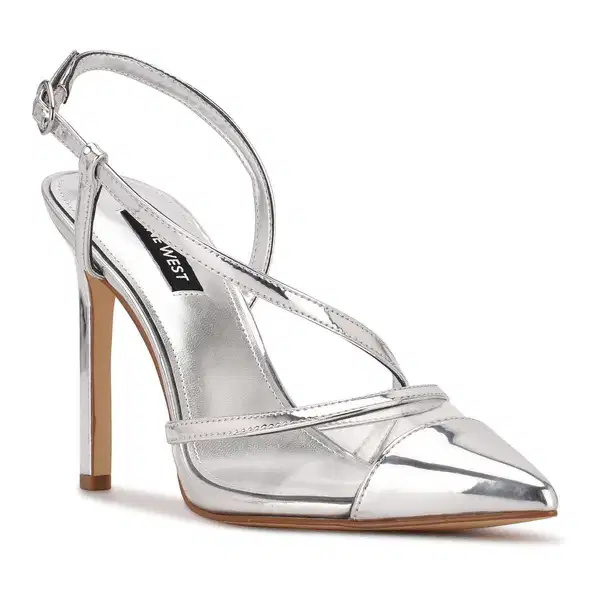 Timie Silver Slingback Pointed Toe Pump - Shoes