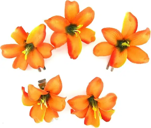 Tropical Orange Floral Hair Clips - Headpieces