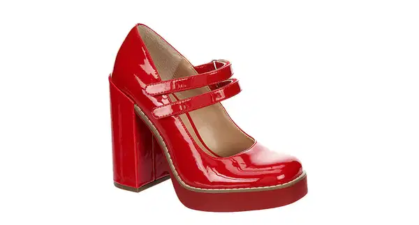 Red Mary Jane Platform Pumps - Shoes