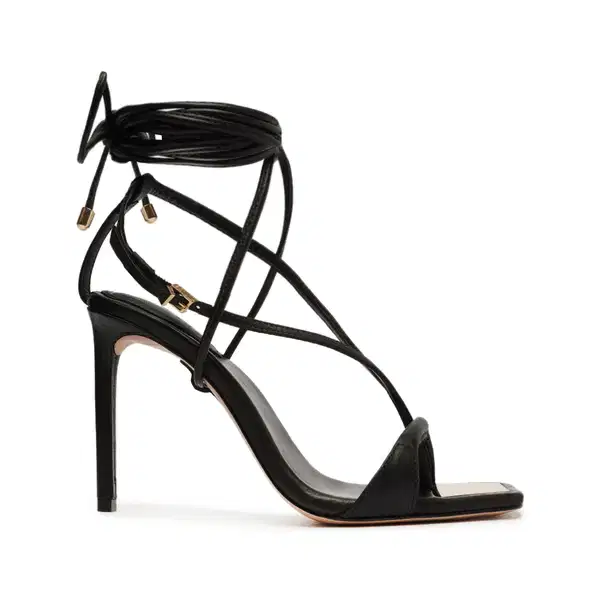 Vikki Lace Up Square Thong Toe Stiletto Sandals - Shoes