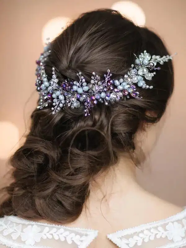 Vintage Purple Beaded Hair Vine - Headpieces