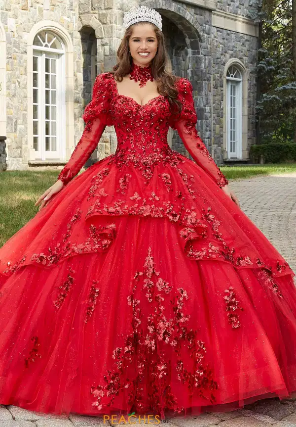 Vizcaya Red Ruffled Tulle Gown - Dresses