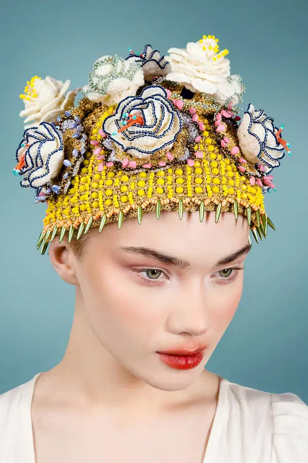 Wearable Floral Art Crochet Hat - Headpieces