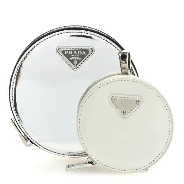 White Brushed leather round minipouch - Quinceañera Purses