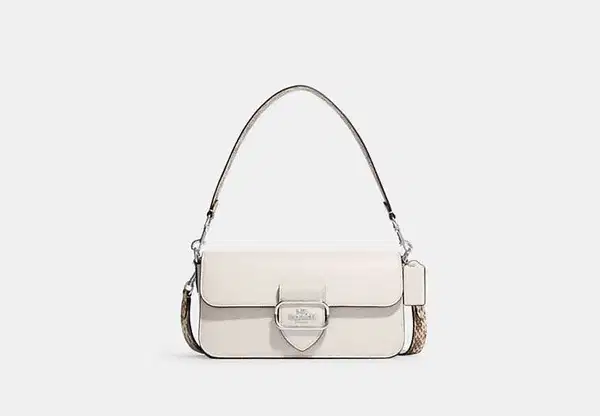 Morgan Shoulder Bag in White Signature Canvas - Purses