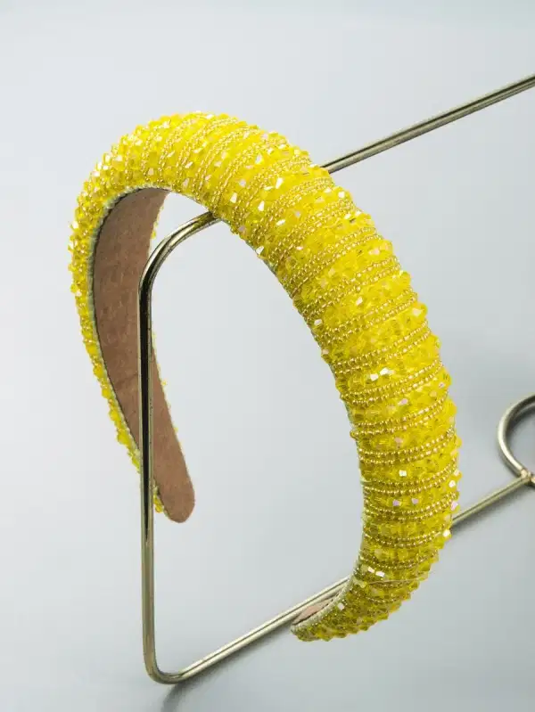 Yellow Beaded Headband - Quinceañera Headpieces