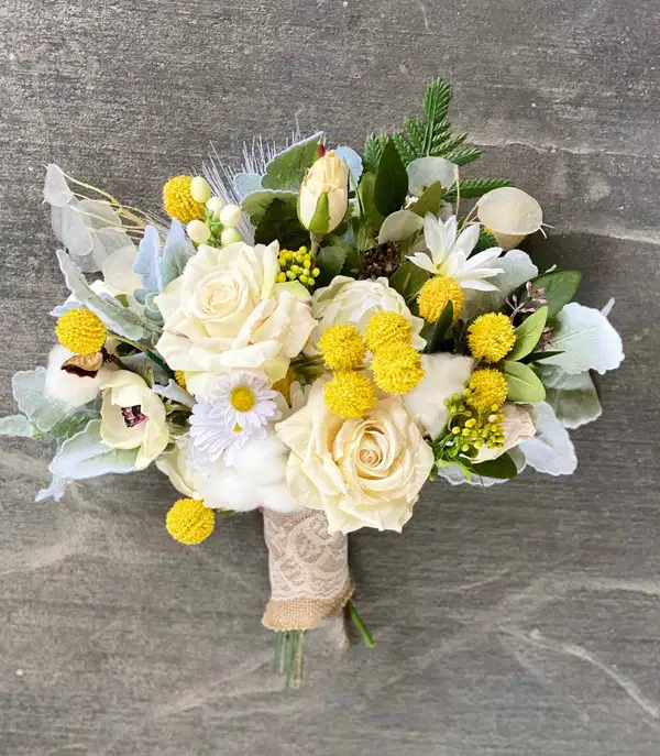 White and Yellow Artificial Floral Bouquet - Ramos