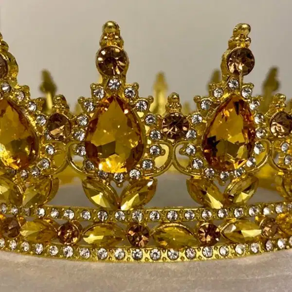 Yellow Rhinestone Gold Crown - Headpieces