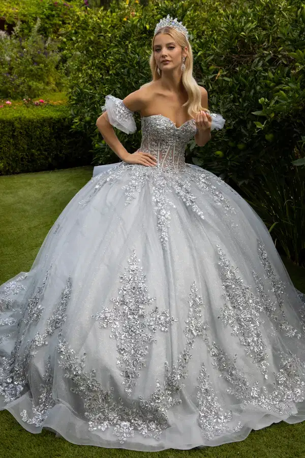 Yolanda Silver Beaded Gown - Dresses