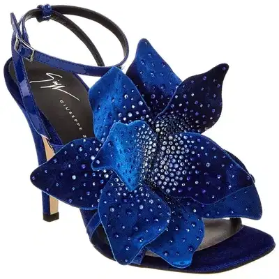 Blue Velvet Sandals - Shoes