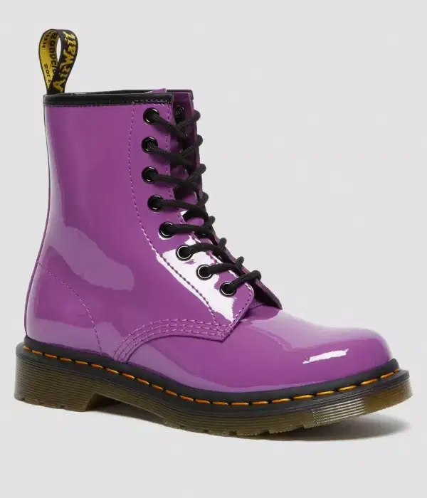 Purple Leather Lace Up Boots - Shoes