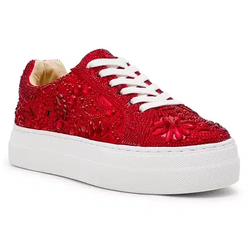 Red Rhinestone Sneakers - Shoes