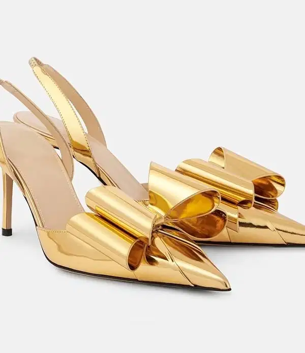Gold Bow Stilettos - Shoes