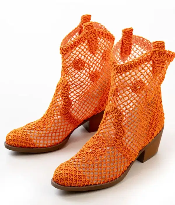 Orange Short Cowgirl Boots - Shoes