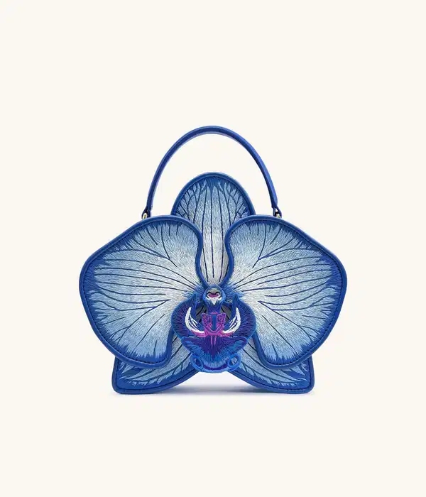 Flora Blue Orchid Shaped Top Handle Bag - Purses