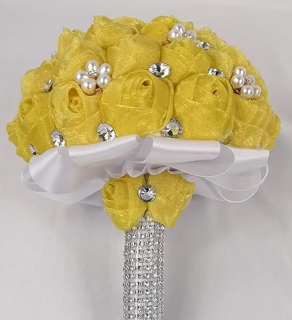 Yellow Silk Bejeweled Bouquet - Ramos