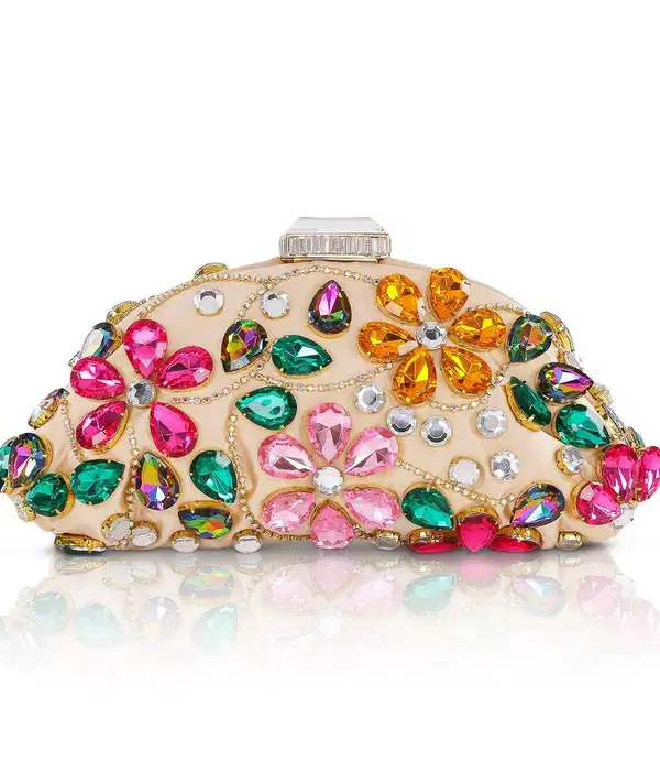 Jem Crystal Floral Clutch - Purses