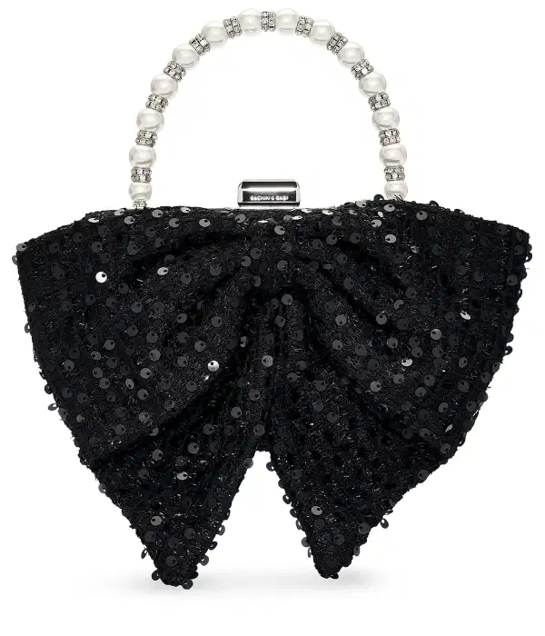 Bow Tie Sequin Top Handle Bag - Purses