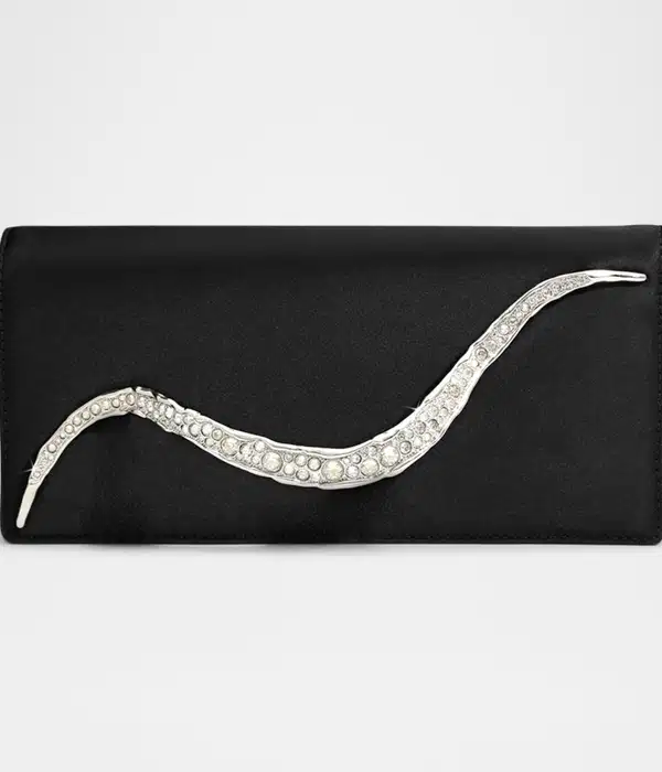 Crystal Curve Recycled Satin Clutch Bag - Purses