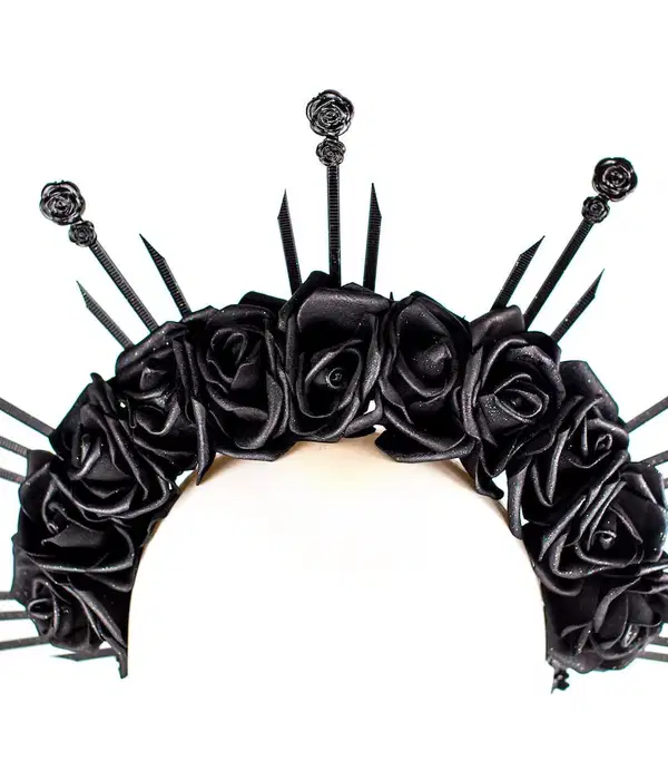 Black Rose Floral Crown - Headpieces