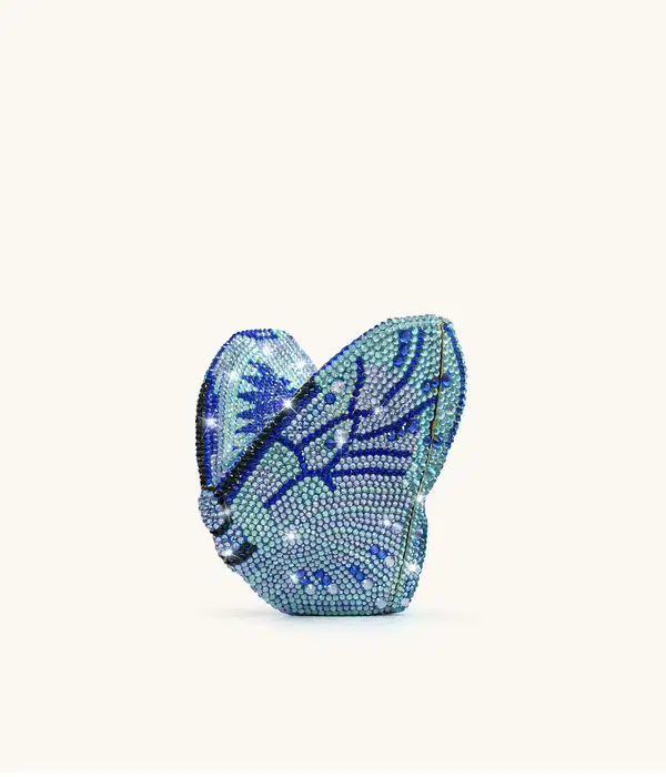 Paisley Blue Crystal Butterfly Clutch - Purses