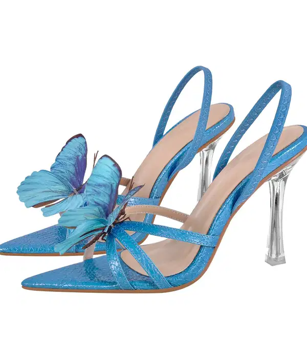 Butterfly Pointed Toe Slingback Sandals - Shoes