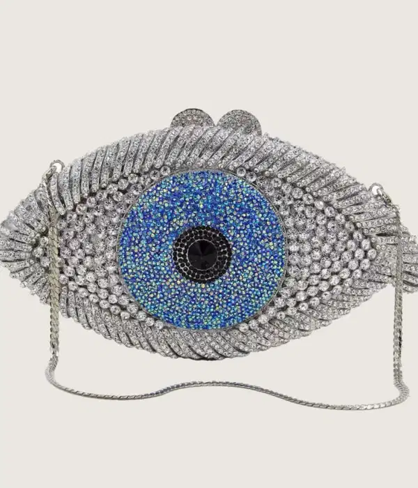 Eye See U Rhinestone Clutch - Purses