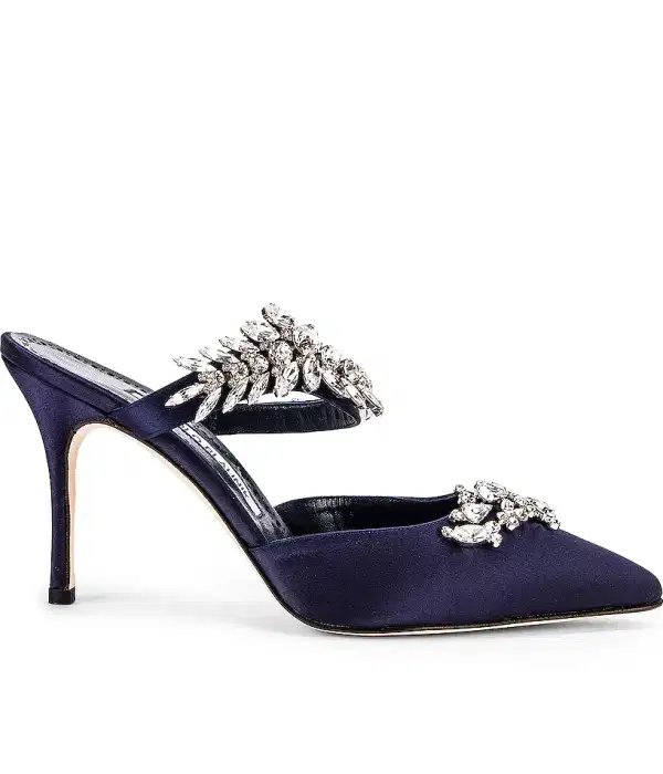 Manolo Blahnik Blue Crystal Mules - Shoes