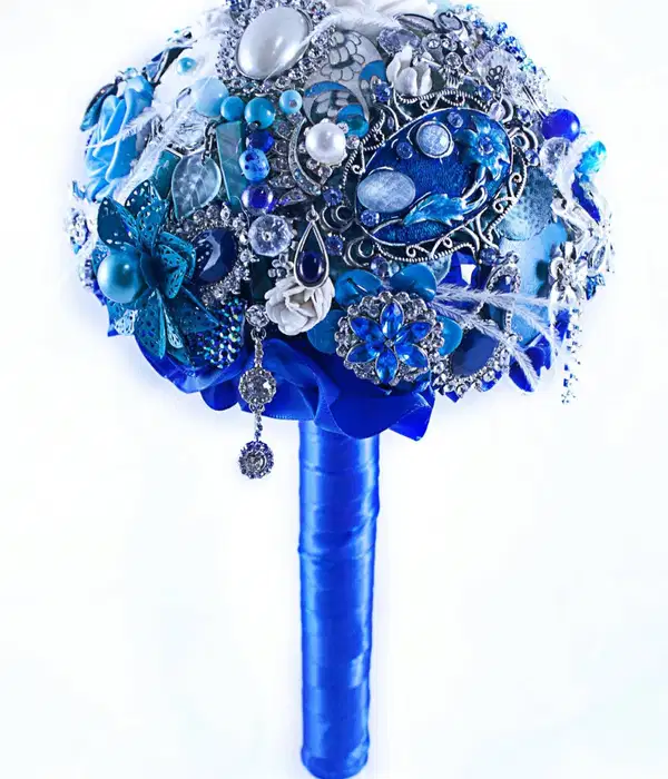 Royal Blue and White Brooch Bouquet - Ramos