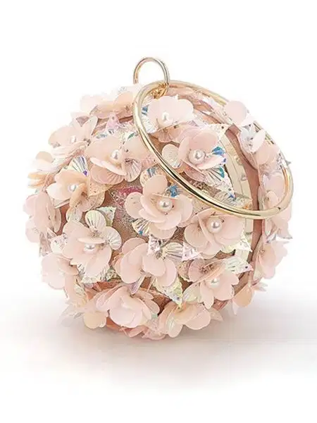 Exquisite Pink Flower Ball Clutch - Purses