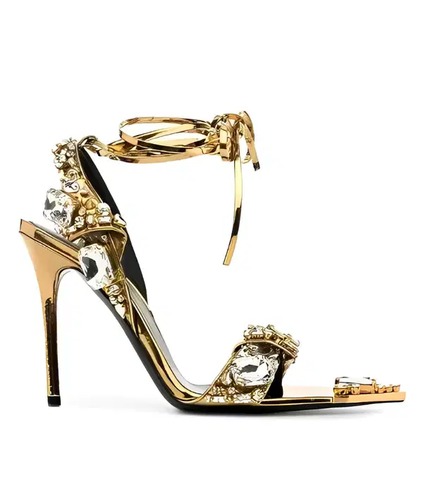 Bronze Crystal Jeweled Sandal - Shoes