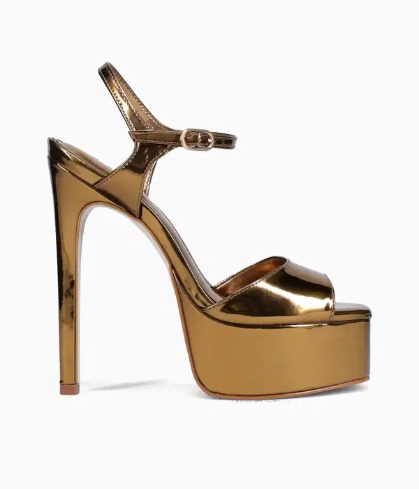 Cologne Bronze Metallic Platforms Sandals - Quinceañera Shoes