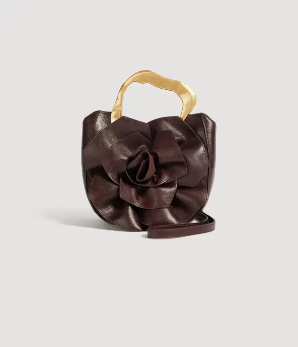 Rosebud Brown Leather Bag - Purses