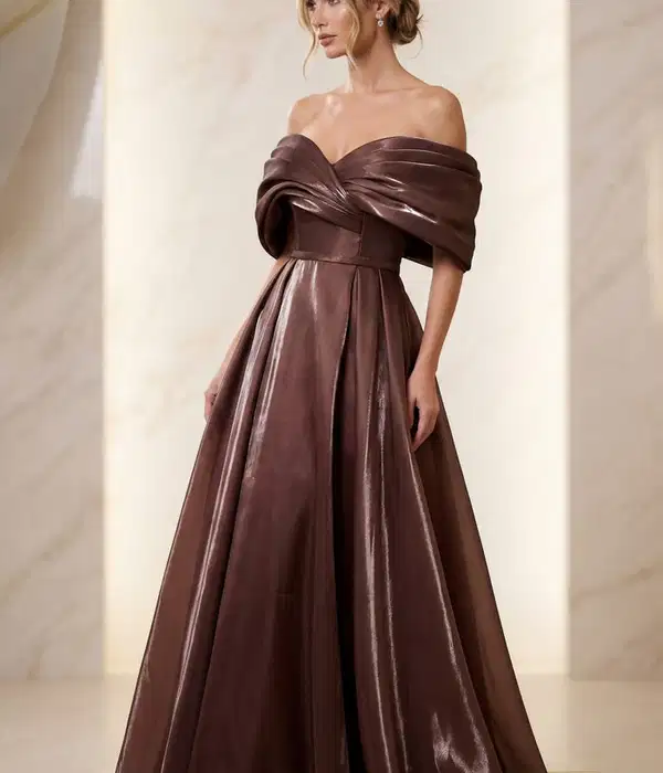 Off Shoulder Mocha Sweet 15 Gown - Dresses