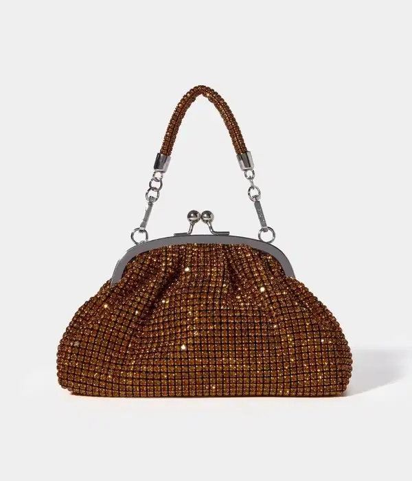 Lima Brown Gold Hand Bag - Purses