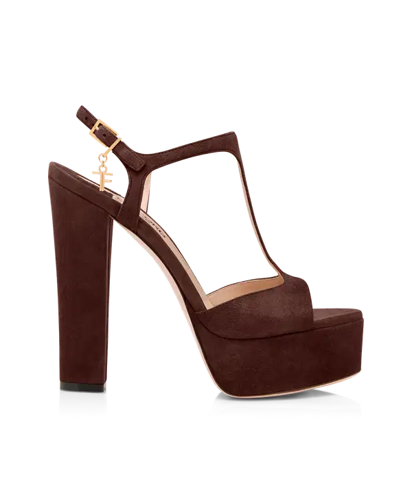 Brown Suede Leather Platform Sandal - Shoes