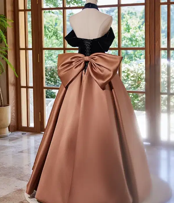 Elegant Brown Satin Sweet 15 Dress - Dresses
