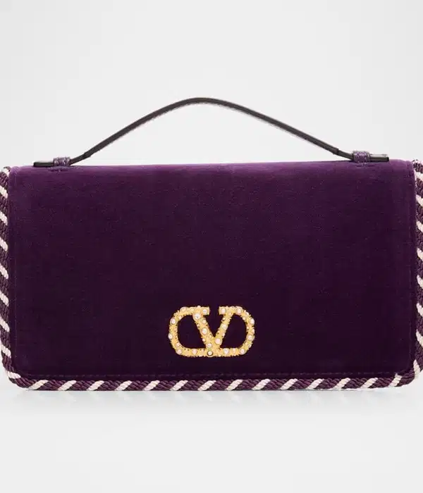 VLOGO Signature Suede Wallet with Chain Strap - Purses