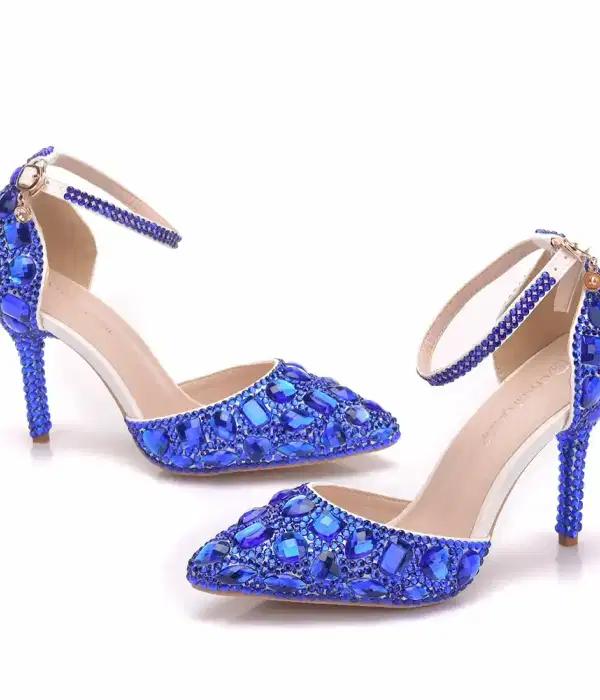 Royal Blue Rhinestone Party Shoes - Shoes