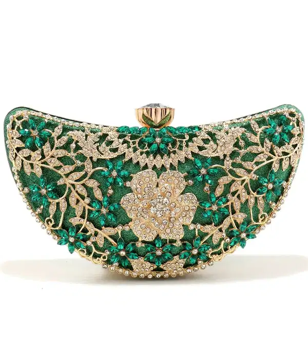 Green Rhinestone Party Purse - Purses