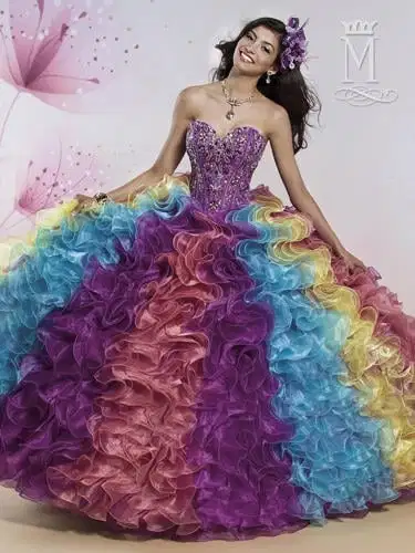 Multicolor Princess Quinceanera Dress - Dresses
